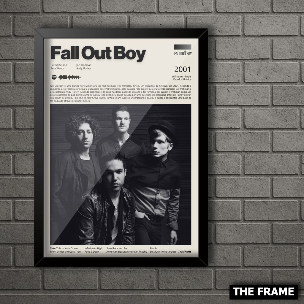 Quadro Decorativo A4/A3 Spotify Banda Fall Out Boy