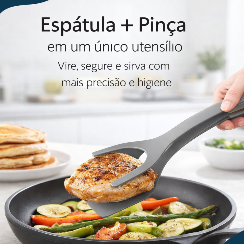 Kit 3 Espátula Pinça 2 Em 1 Cozinha Confeitaria Utensílio De Cozinhar Pegador Mexer Misturar Sortido