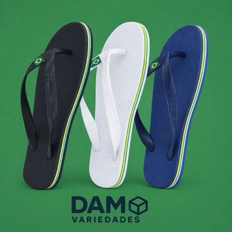 1 Par de chinelo liso com 3 listras laterais. em Oferta na Shopee