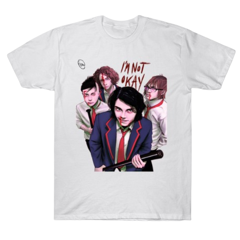 Camiseta I’m not Okay My chemical romance Adulto/Infantil Lançamento Unissex Em Algodao