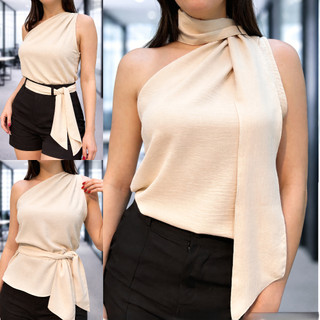 Blusa Duna um ombro só com faixa Chique várias formas de usar Tamanho M ao G3  Elegante verão Moda Feminina plus size