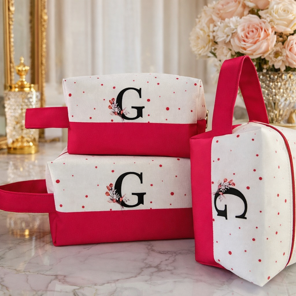 1unid Necesser Organizador de Mala Maquiagem Necessaire Com Inicial Personalizado Bolsinha com Inicial