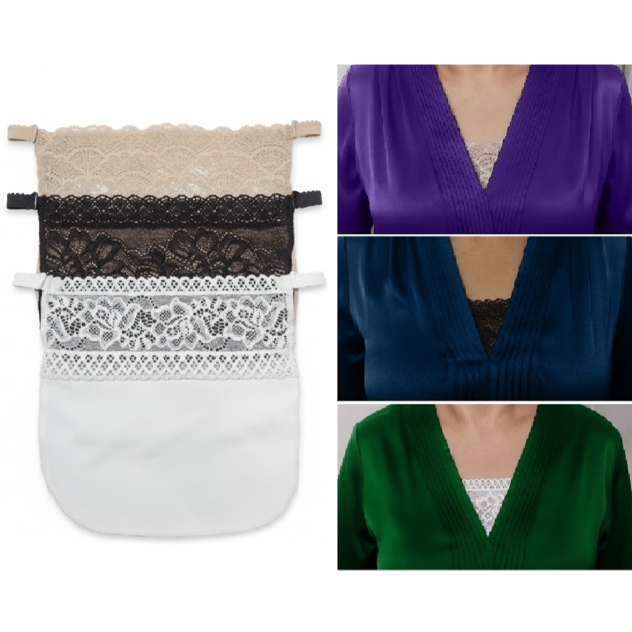 Kit 2 ou 3 Tapa Decote Renda e Romantic usar Vestido Decotado ou blusa decote confortavel e delicado. em Oferta na Shopee