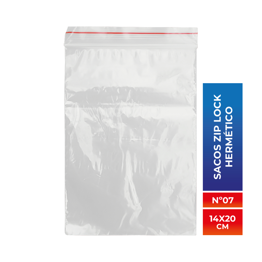 Sacos Zip Lock  Nº 07 - 14 x 20 cm 800 ml 100 Unidades