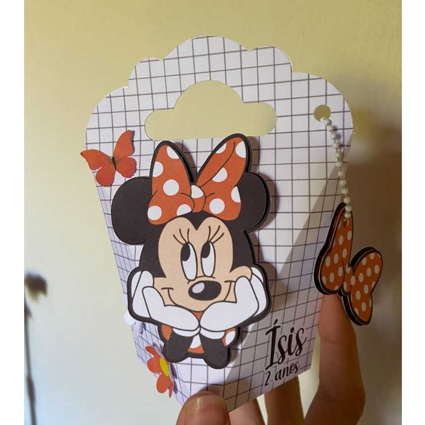 Caixa Triângulo com alça no tema Minnie vermelha com 10/20/30 unidades - caixinha personalizada – lembrancinha