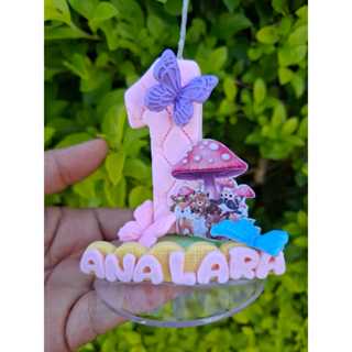 Vela de biscuit / bosque encantado / topo de bolo / personalizado em Oferta na Shopee