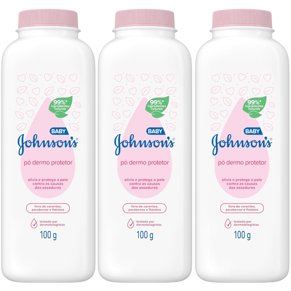 Kit 3un Talco Johnson’s Baby 100g cada - ROSA