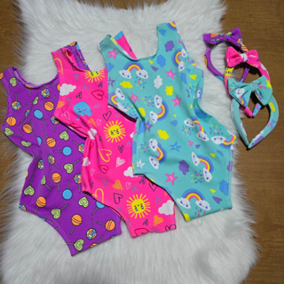 6 meses a 9 anos - Maiô Infantil Moda Praia - Body Estampado - Biquíni em Oferta na Shopee
