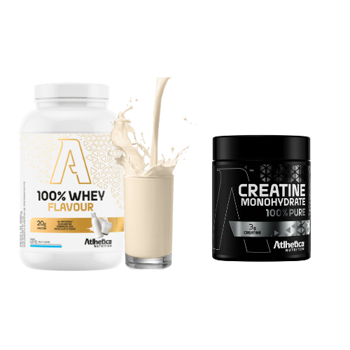 Kit Whey Flavour 100% Atlhetica 900g e Creatina Atlhetica 100% 300g Whey 100% + Creatina 100%
