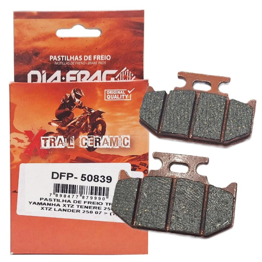 Pastilha de Freio Traseira Ceramica Fz25 250 Lander 250 Teneré 250 Fazer 250 Crosser 150 Fz15 150 Sinterizada Diafrag