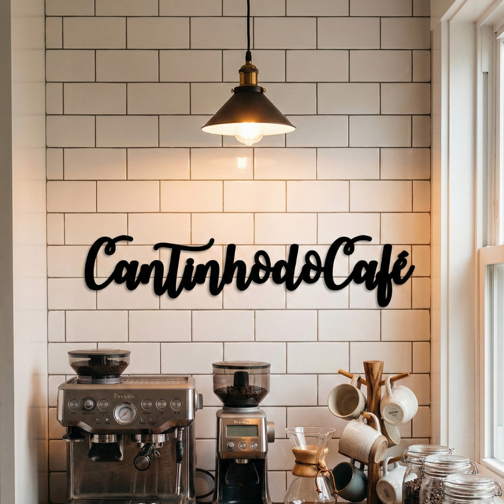 Frase Aplique Parede Frase Cantinho Do Café Mdf Preto Decoração Cozinha