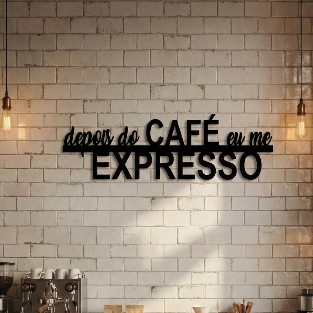 FRASE DECORATIVA DE PAREDE CANTINHO DO CAFE EM MDF PRETO