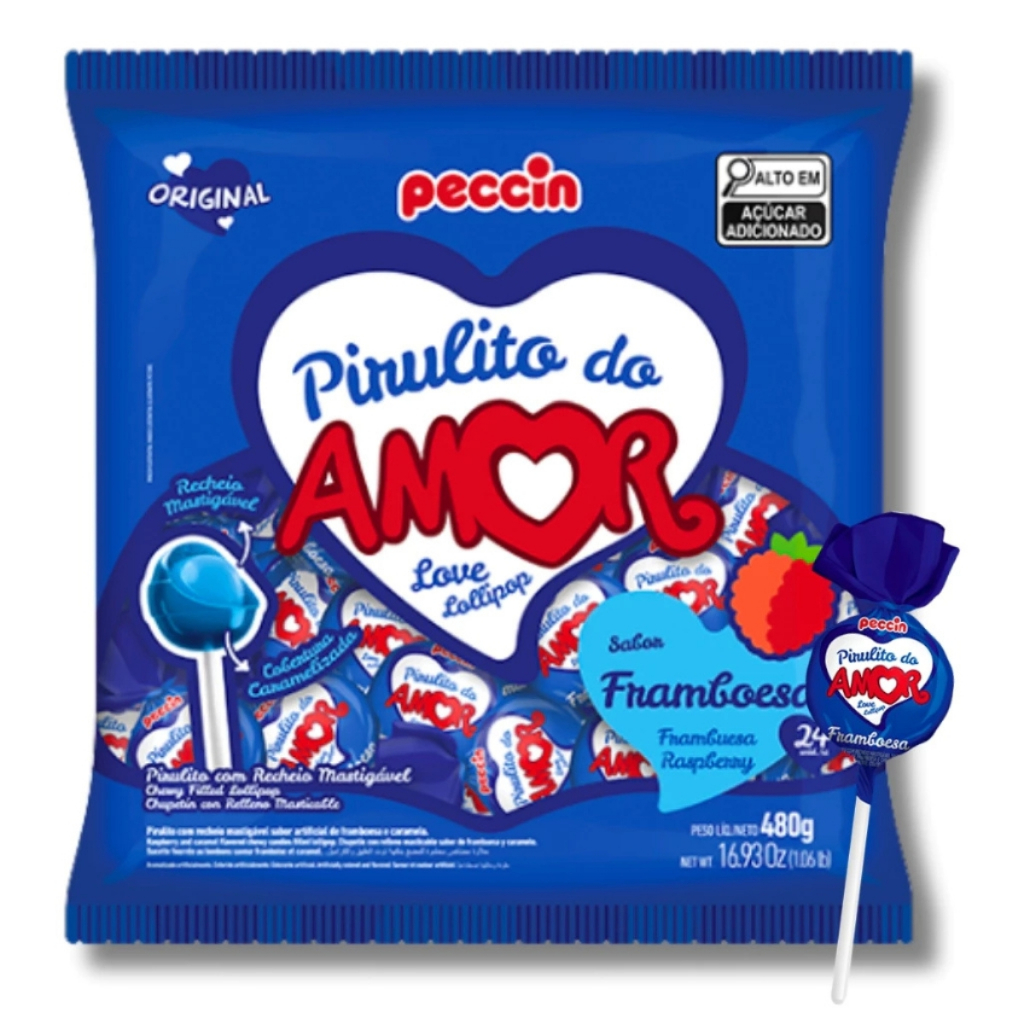 Pirulito Framboesa Do Amor C/24 Unidades 480gr Peccin