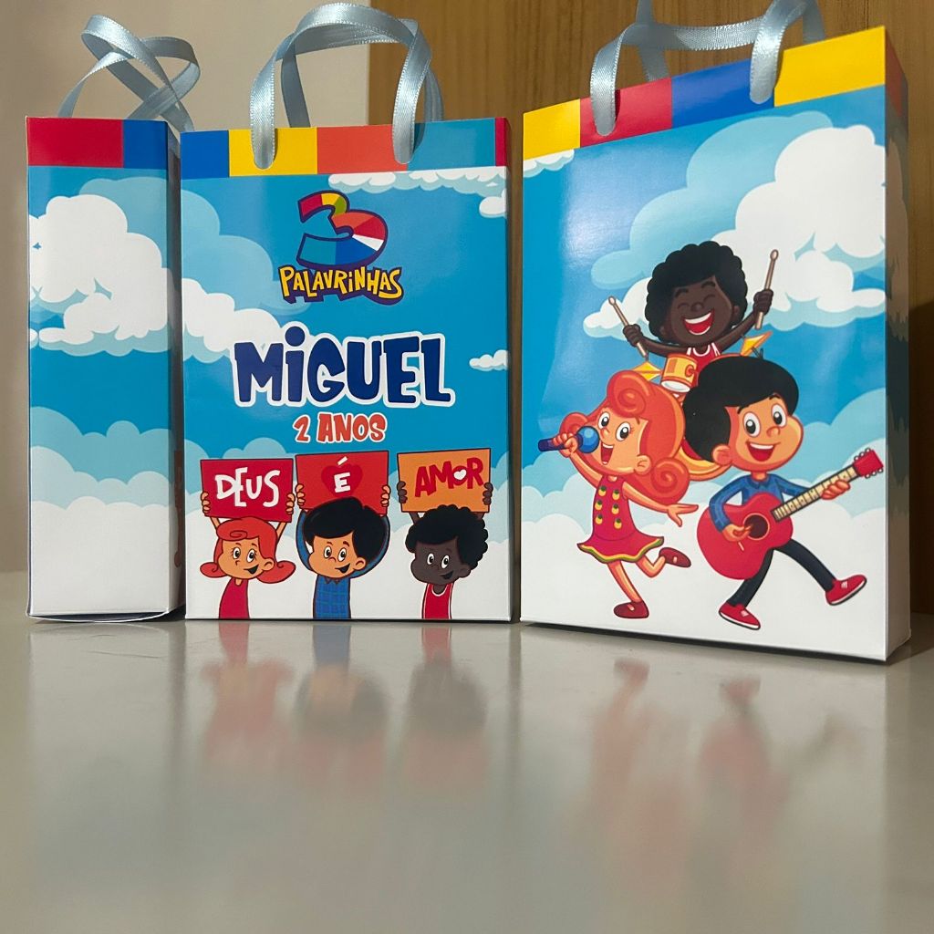 Sacolinha 3 Palavrinhas Personalizada tres palavrinhas festa infantil lembrancinhas
