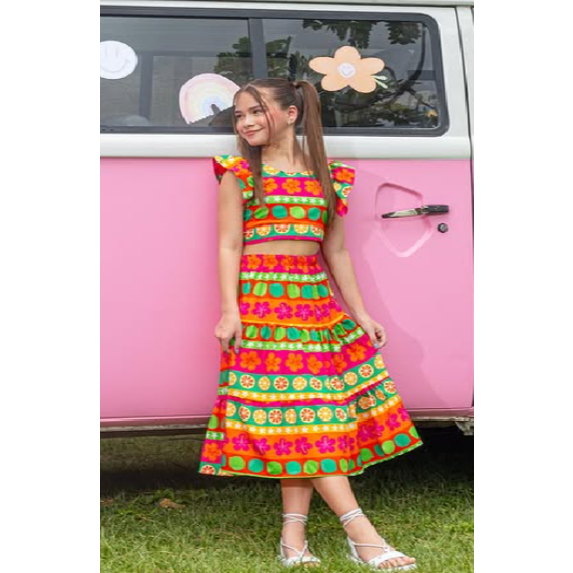 Roupa Infantil Menina - Kit 2 Pçs: Short + Blusa Estampa de Frutas (4 anos)