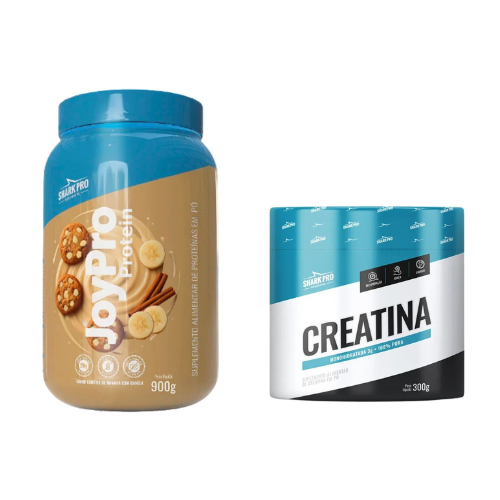 Kit Whey JoyPro Shark Pro 900g e Creatina Shark Pro 300g Whey Joy + Creatina 300g