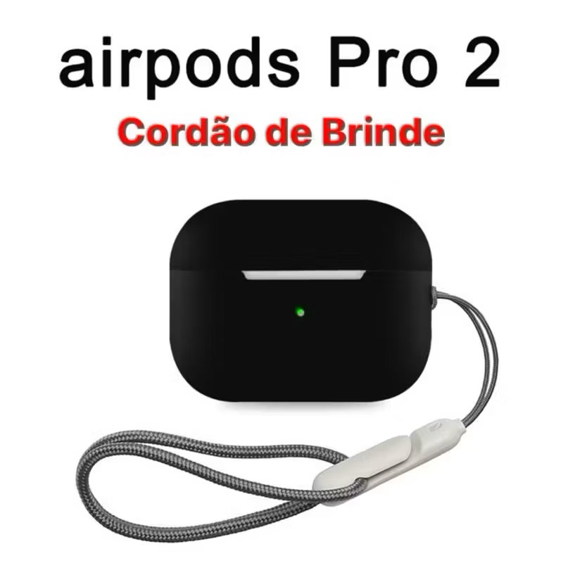 Capa Case AirPods Pro (2ª Geração) Silicone Várias Cores com Cordãoo