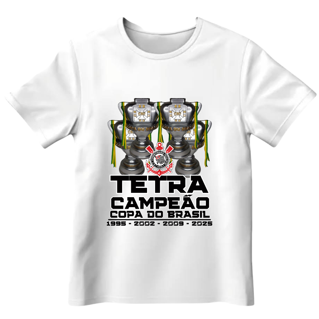 Camiseta Infantil Corinthians Copa do Brasil Campeão Torcida Timão Time Blusa Futebol Tetra