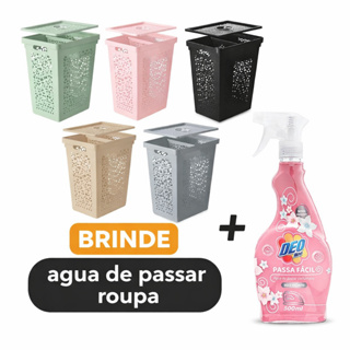 Cesto Organizador para Roupas Sujas Limpas Tampa 55 Litros e Cesto Interno 6 Litros UZ Uilidades + Agua de Passar Roupa em Oferta na Shopee