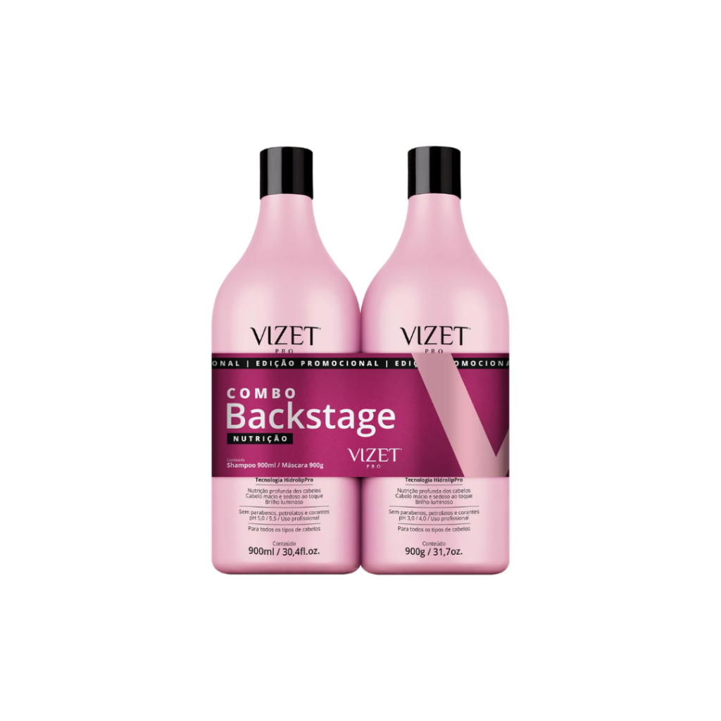 Combo Shampoo 900ml + Máscara Condicionante 900ml Backstage Nutrição Vizet