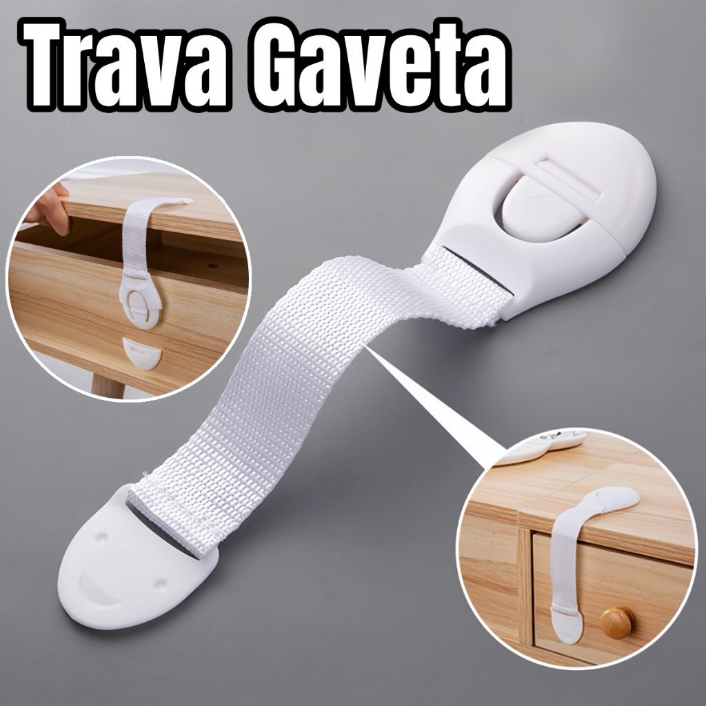 20 pcs Trava Gavetas Armário Geladeira Segurança Criança Branco 21x5cm Protetora Bebê Proteção Multiuso