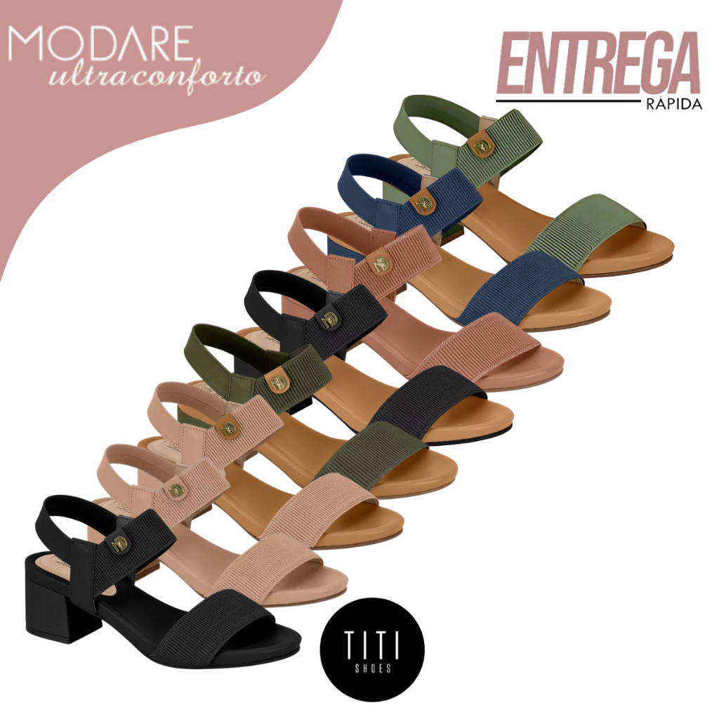 Sandália Feminina Modare Original Elástico Confortável Macia Dia a Dia em Oferta na Shopee