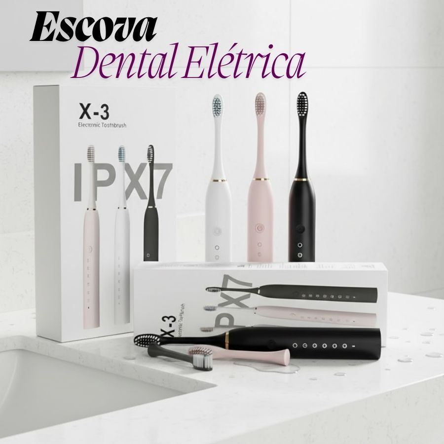 Escova Dental Elétrica Bivolt Recarregável Com Pontas Trocáveis Smart Ultrassônica Resistente à Água