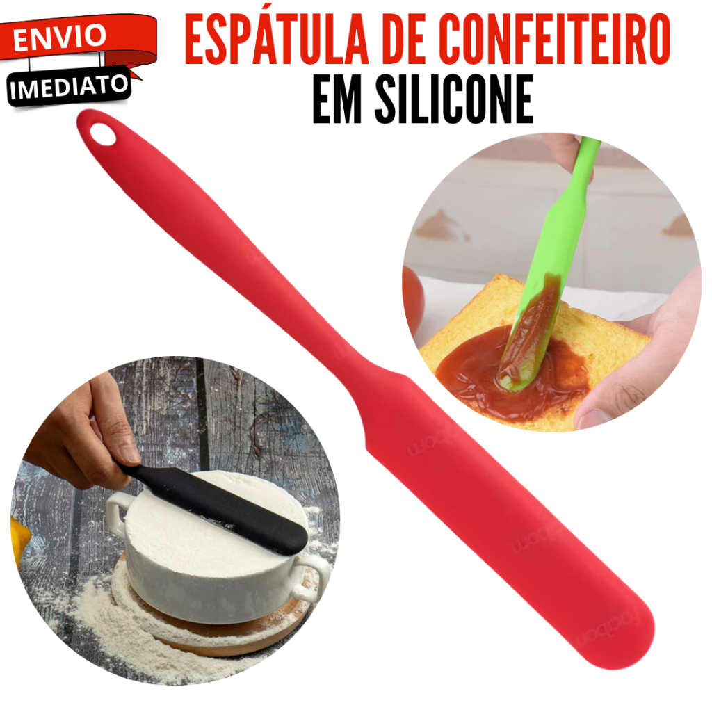 Espátula Fina de Silicone para Cozinha Perfeita para Bolos Cremes e Recheios