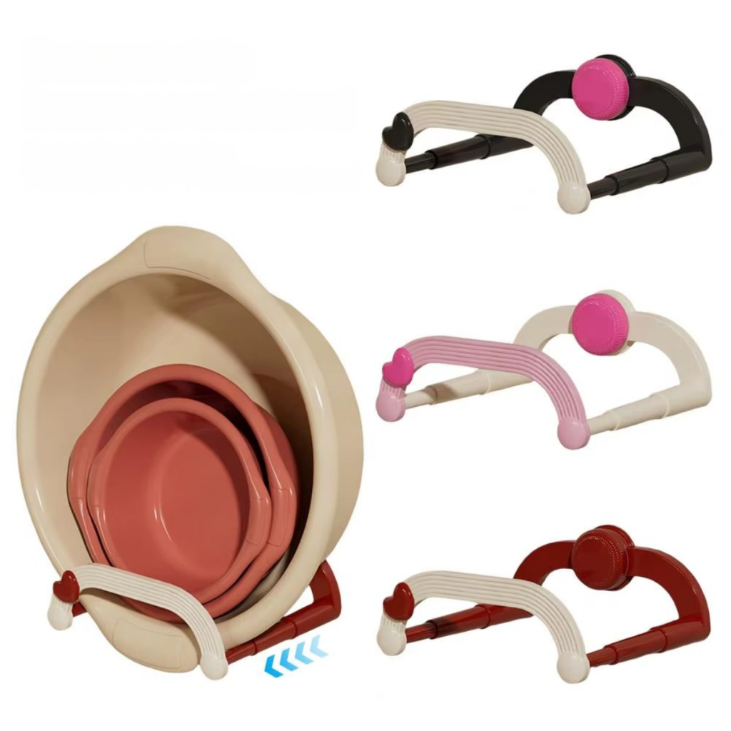 Suporte Organizador de Parede Retrátil Para Baldes Bacias Tampas Lavanderia Ventodas de Pressâo Sem Furos na Parede em Oferta na Shopee