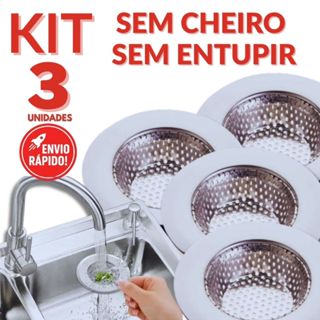 Kit De Ralo Pia Inox Com Filtro de Sujeira Removível Durável E Fácil Limpeza Protetor Cuba Cozinha em Oferta na Shopee