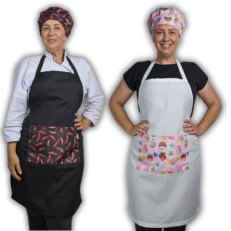 Kit Avental e Touca Gorro de Cozinha Conffort de Chef em Oferta na Shopee