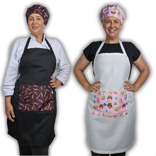 Kit Avental e Touca Gorro de Cozinha Conffort de Chef em Oferta na Shopee