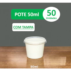 Pote Papel Biodegradável 50ml com tampa - Kit 50 unidades