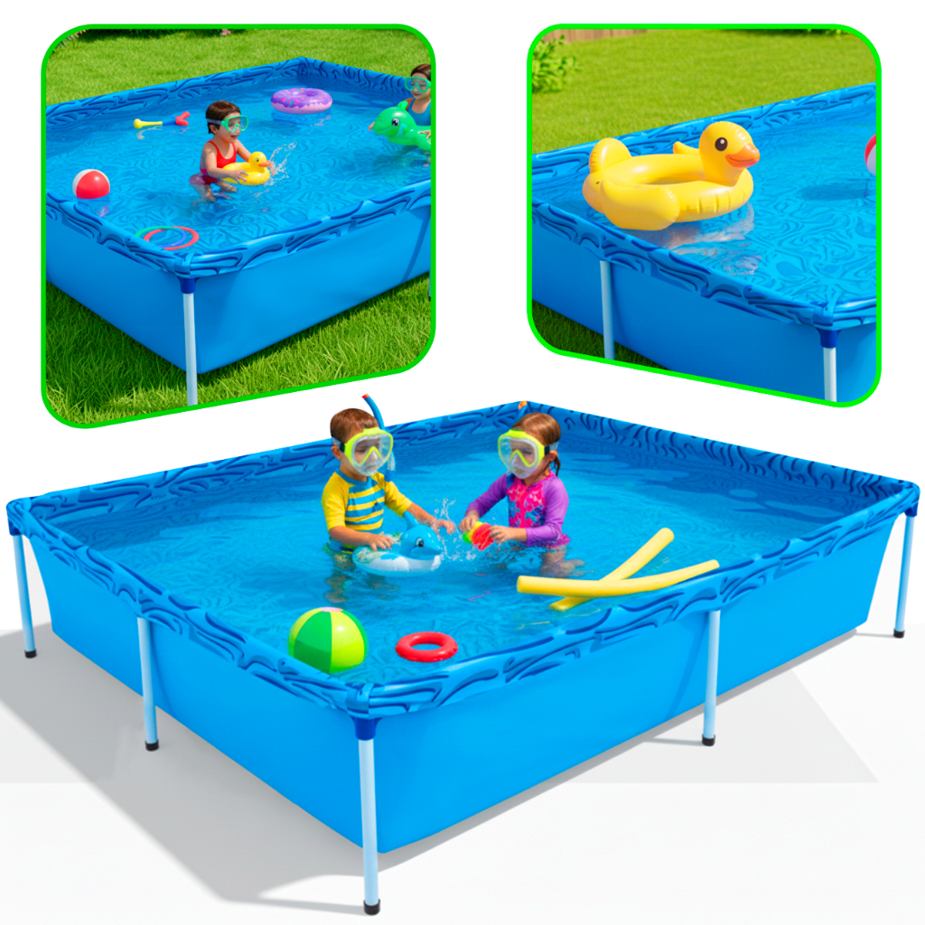 Piscina Infantil 1000 Litros Estrutural Mor Quadrada Verão Quintal