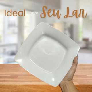 Kit 5,10,15, ou 20 Pratos Quadrados Refeição BRANCO(Plástico). Jantar/Almoço. em Oferta na Shopee