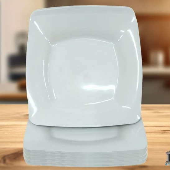 Kit 5,10,15, ou 20 Pratos Quadrados Refeição BRANCO(Plástico). Jantar/Almoço. em Oferta na Shopee