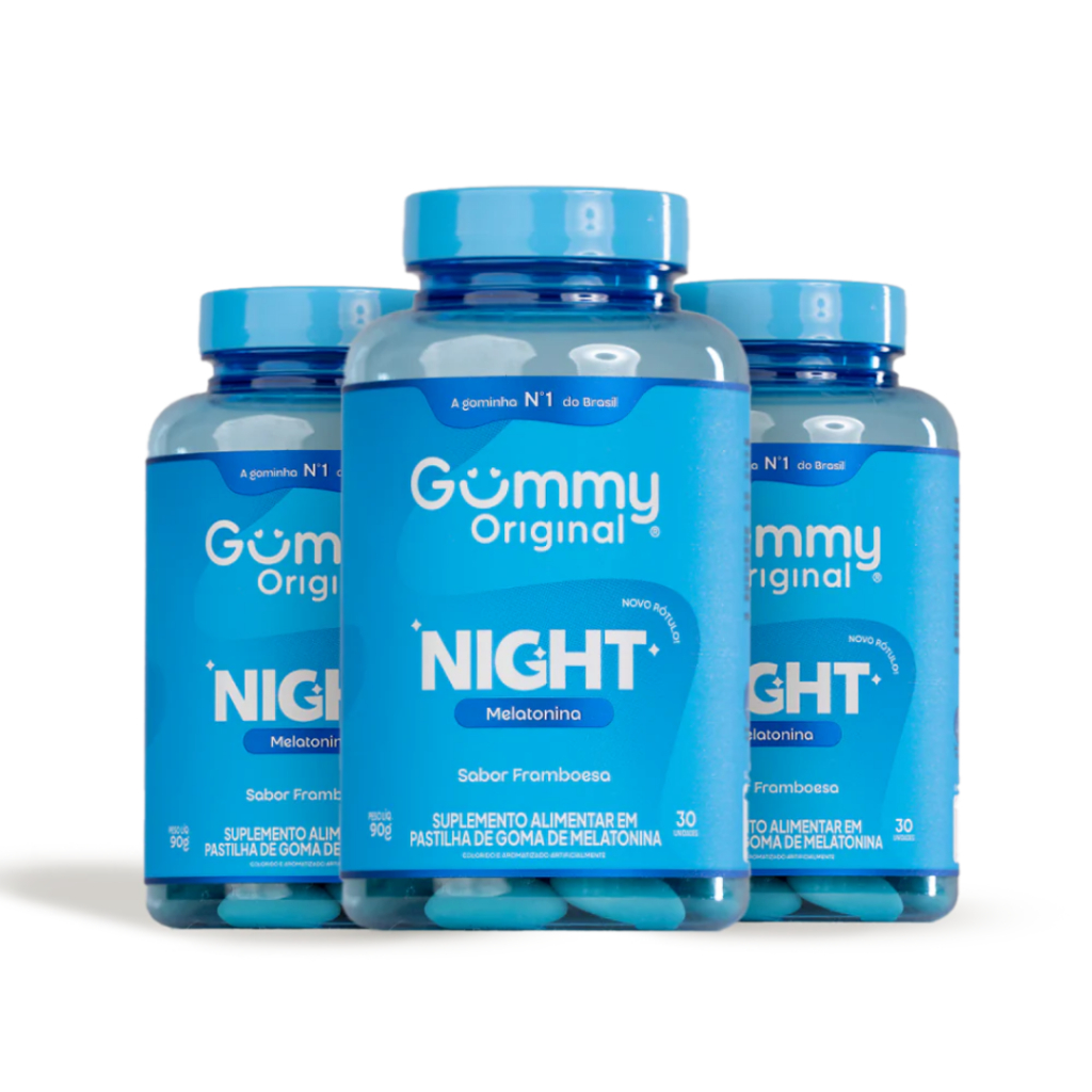 KIT 3 GUMMY NIGHT MELATONINA FRAMBOESA 30UN - GUMMY ORIGINAL em Oferta na Shopee