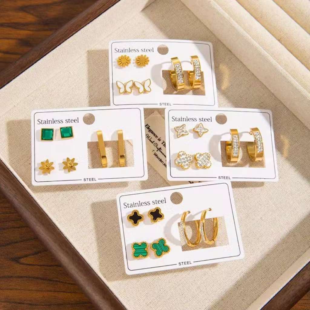 Conjunto De 3 Pares De Brincos Em Aço Inoxidável , Joias Simples Da Moda Para Mulheres em Oferta na Shopee