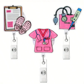 Porta Crachá Retrátil Roller Clip Acrílico Enfermagem Médico Luxo Rosa em Oferta na Shopee