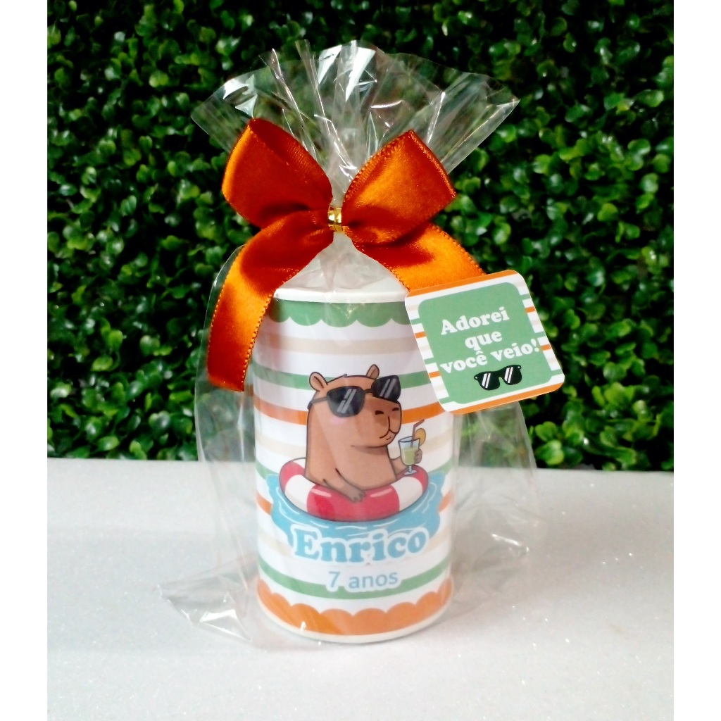 Cofrinho Personalizado Capivara Lembrancinha de Aniversário Infantil 10x6 cm Festa Capivara