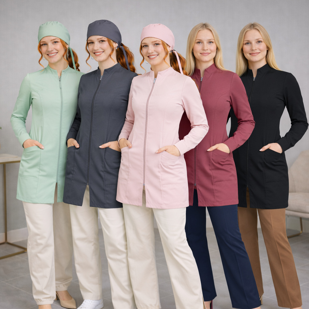 Jaleco Feminino Acinturado zíper cores