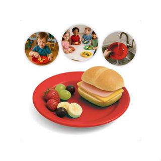 Prato Escolar Redondo 600ml, Mix de Cor; Kit 5,10,15 ou 20 Pratos(Plástico). Escola/Almoço/Jantar. em Oferta na Shopee