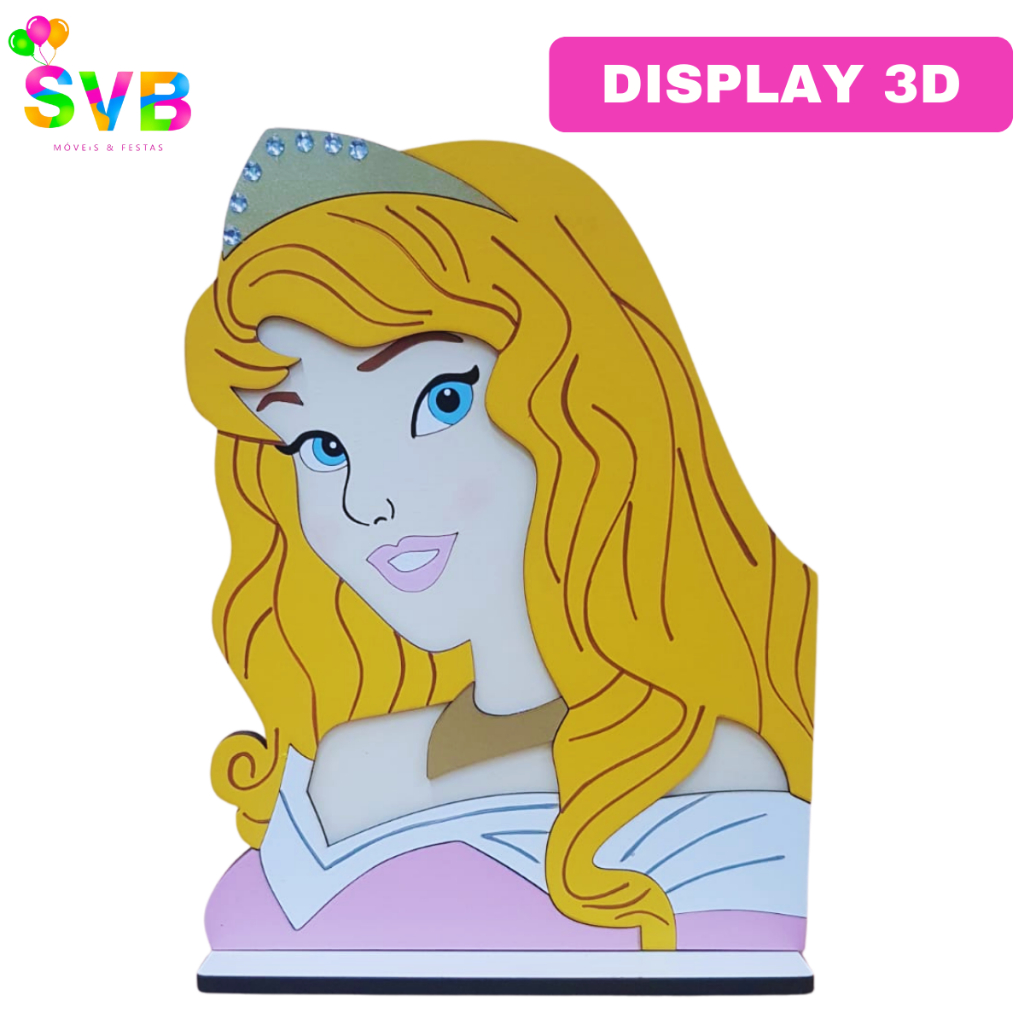 Display 3D Princesa Aurora Decoração Princesas Enfeite  Mesa Mdf Centro de Mesa SVB MÓVEIS E FESTAS