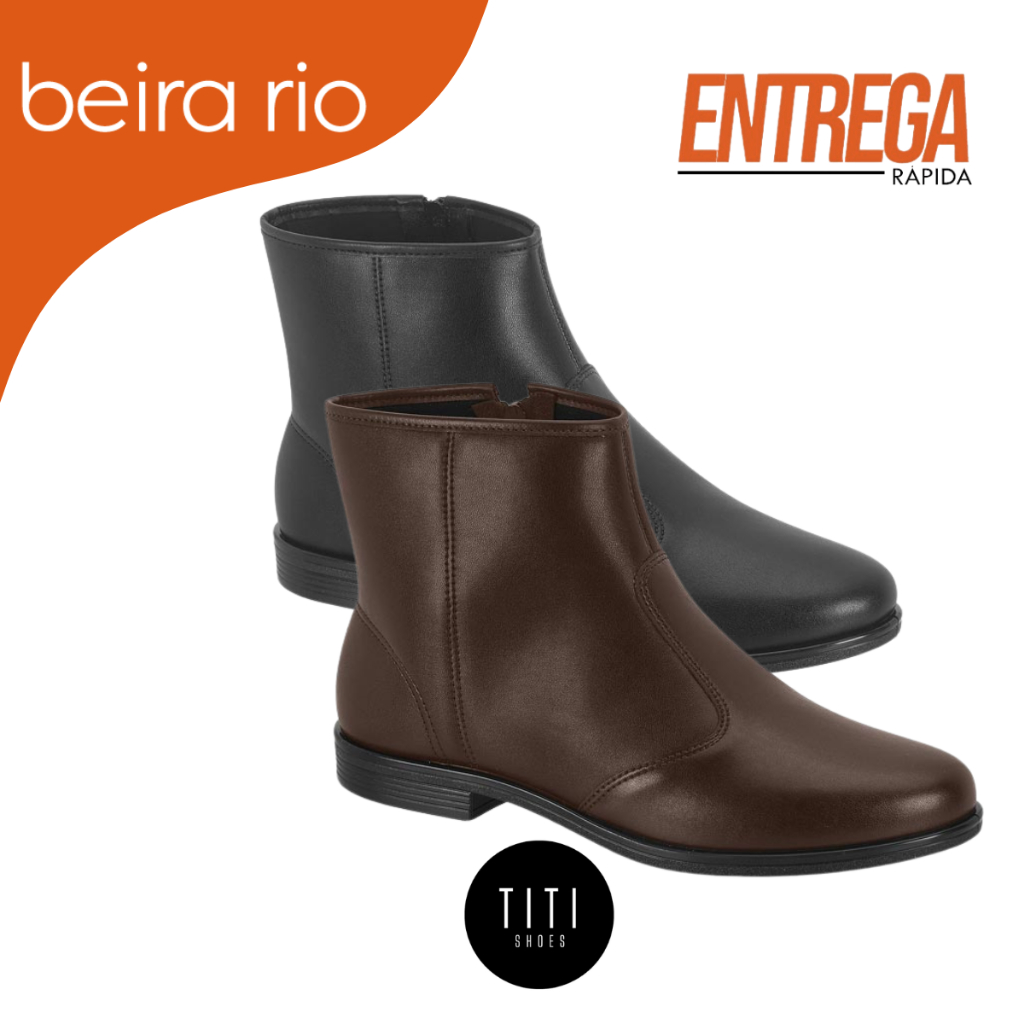 Bota Feminina Beira Rio Original Cano Curto Salto Baixo Confortável Trabalho Macia Botinha Casual