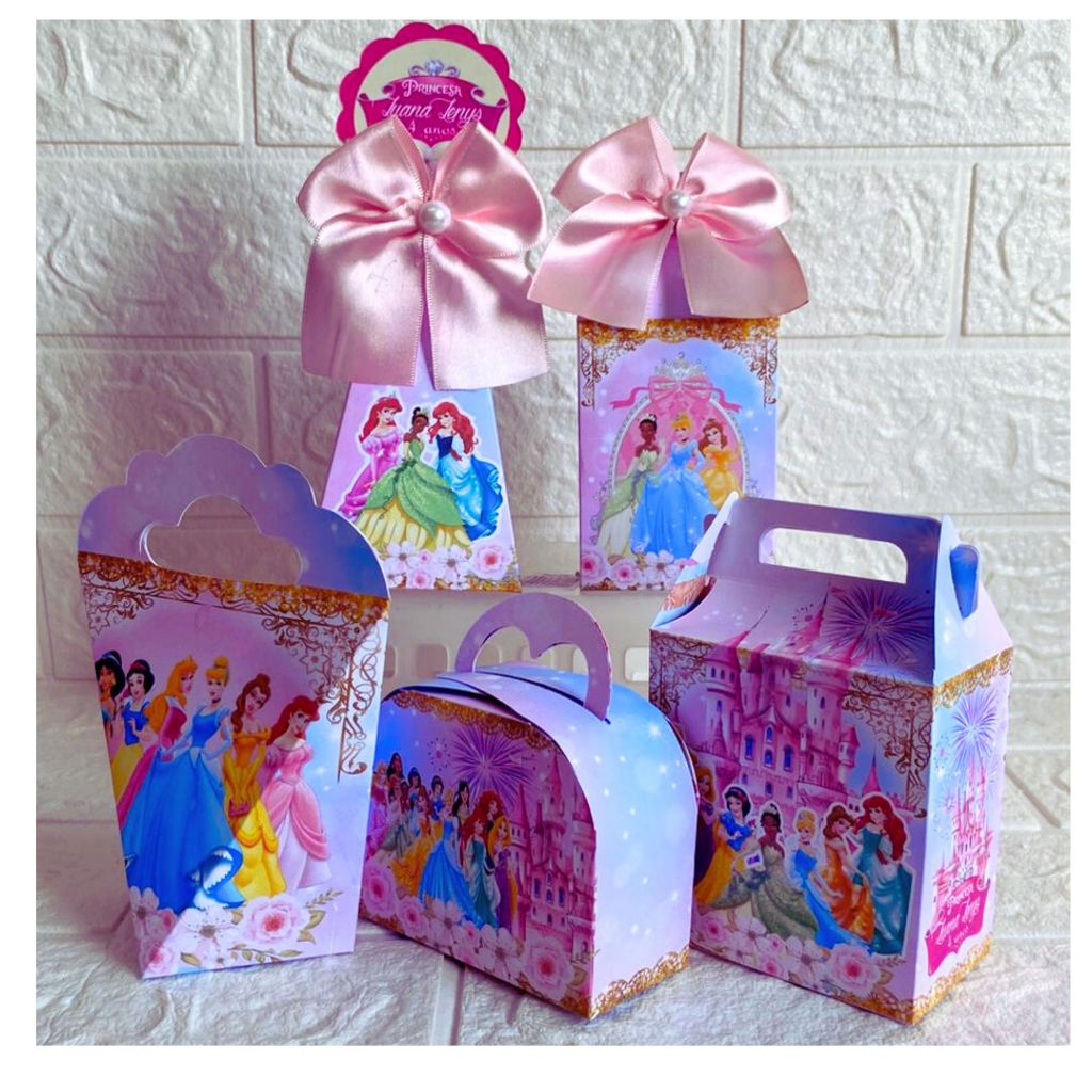 PEGUE E MONTE - Kit Caixinha Festa Personalizados Lembrancinha Tema Princesas/ Personalizados Tema Princesas