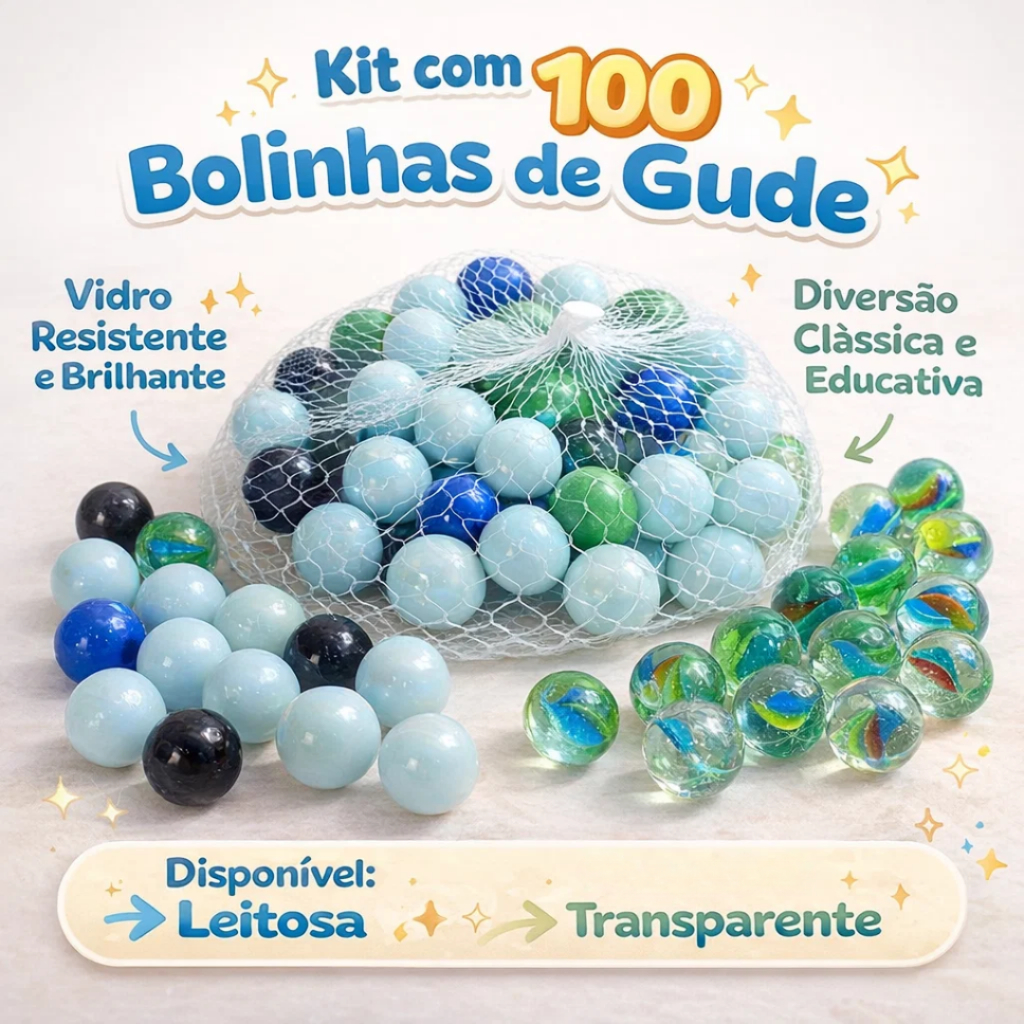100 Bolinhas De Gude Bola Vidro Burca Fubeca em Oferta na Shopee