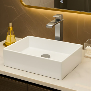 *PROMOÇÃO* Pia Para Banheiro Cuba de Sobrepor 40cm Apoio Lavabo Retangular Mármore Sintético Branca em Oferta na Shopee