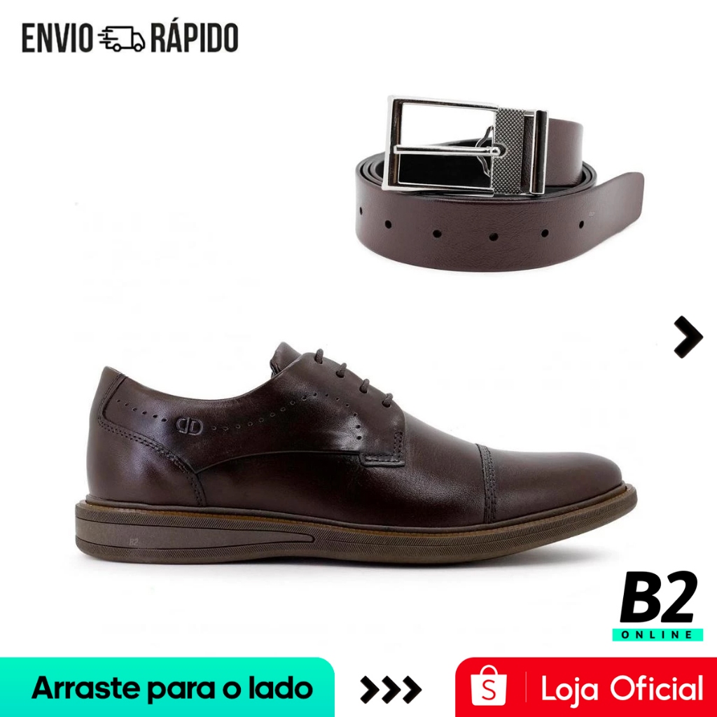 Compre 1 Sapato Social Democrata Masculino e Ganhe 1 Cinto Original Com Nota Fiscal e Garantia