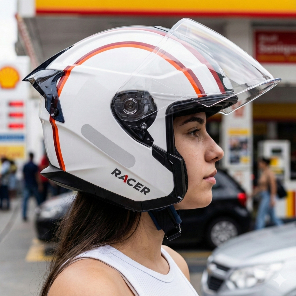 Capacete Racer1 Rc3 Wind-R Voyager Aberto Branco Vinho Preto Laranja