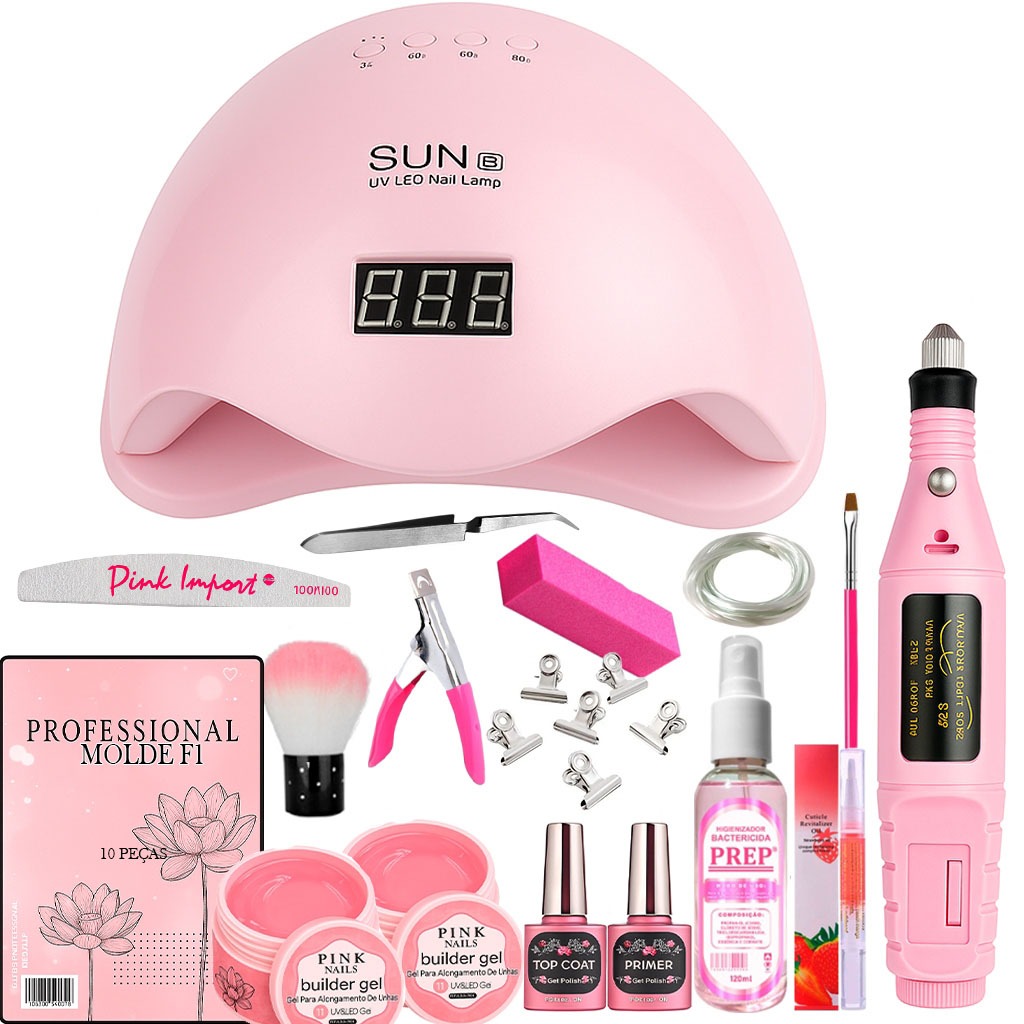 Kit Unhas Completo Cabine Led Uv  Lixadeira Eletrica de Unha Preparadores Unhas